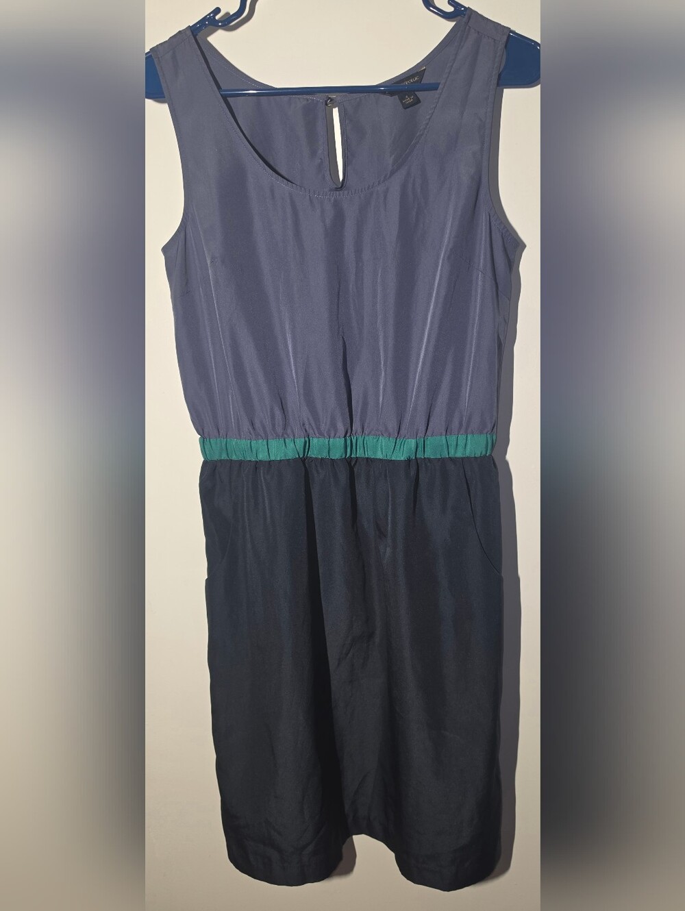 Banana Republic Sleeveless Colorblock Midi Dress in Slate Blue, Navy and Teal